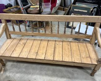 Long rustic bench and other rustic pieces