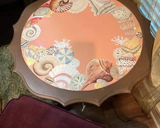 Top of painted and decorated table