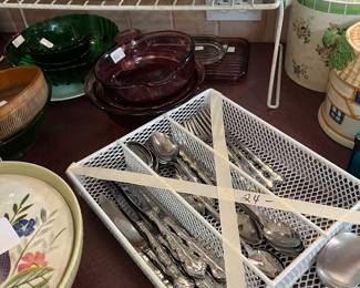 Corning ware, silverware and vintage items