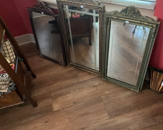 Vintage mirrors with beveled glass and framed