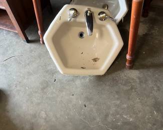 Two sinks and drop leaf table