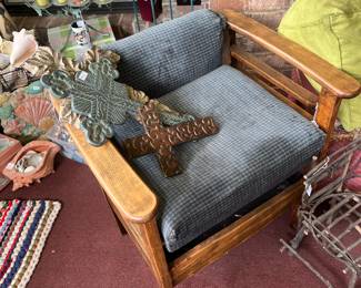 Covered chair, decor items