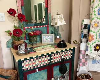 Painted dresser with decor