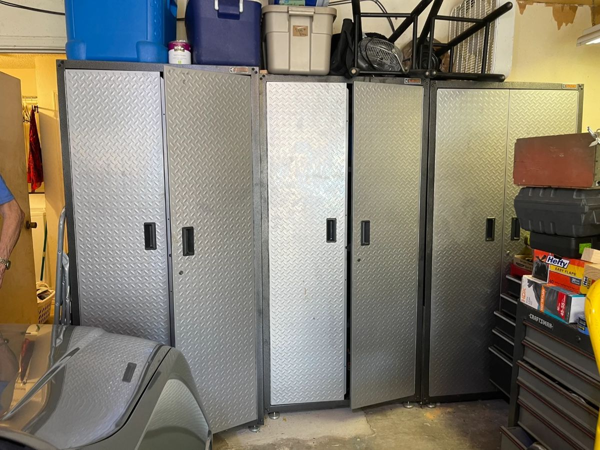 Gladiator metal cabinets (two available).