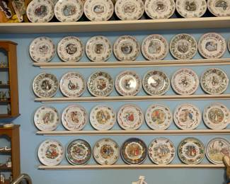 Hundreds of Beatrix Potter Peter Rabbit series dishes, picture frames, figurines, nick nacks, plush animals, books, plates and more!
