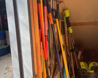 Yard care items - rakes, hoes, shovels, loppers, weed eaters, chain saws and more.