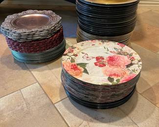 Dozens of pretty chargers in a variety of shapes and colors.