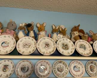 Hundreds of Beatrix Potter Peter Rabbit series dishes, picture frames, figurines, nick nacks, plush animals, books, plates and more!