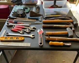 Hammers, wrenches, screwdrivers, many power tools in original cases.