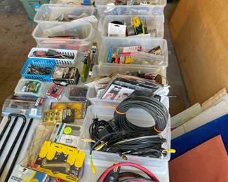 Jumper cables, electrical supplies. 