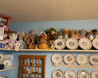 Hundreds of Beatrix Potter Peter Rabbit series dishes, picture frames, figurines, nick nacks, plush animals, books, plates and more!