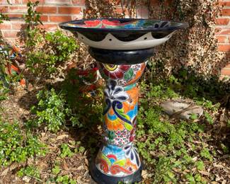 Talavera bird bath