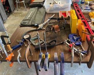 Lots of great hand tools, clamps, measuring tapes, woodworking tools.