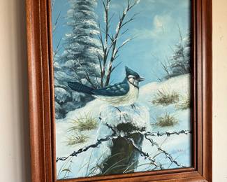 Vintage framed bird art