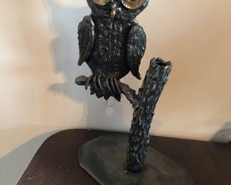 Vintage Brutalist Owl Statue