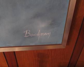 Vintage framed original abstract art by artist: BACHMAN