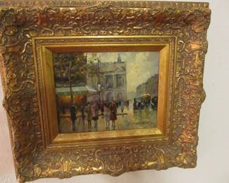 Beautiful French art in an elegant gold frame.