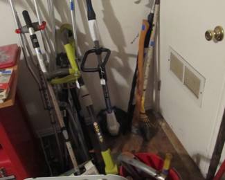 GARAGE - Incredible hand tools, power tools, yard tools, toolboxes, bulbs, golf clubs, garden items, jars of nails and screws, and more! Shop Vac, Routers, Car Charger, Drill Press, Recip Saw, Sower Saw, Dremel, Blower, Lawn Mower, and more!