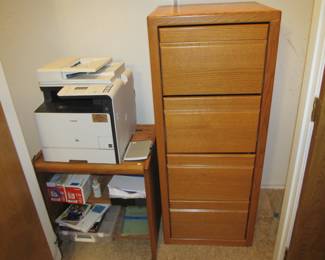 Incredible solid wood mid-century filing cabinet or dresser. Printer table.
