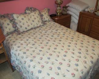 Full-size bed frame and mattress set, comforter set