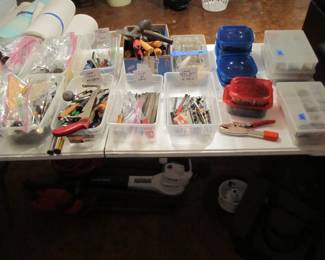 GARAGE - Incredible hand tools, power tools, yard tools, toolboxes, bulbs, golf clubs, garden items, jars of nails and screws, and more! Shop Vac, Routers, Car Charger, Drill Press, Recip Saw, Sower Saw, Dremel, Blower, Lawn Mower, and more!