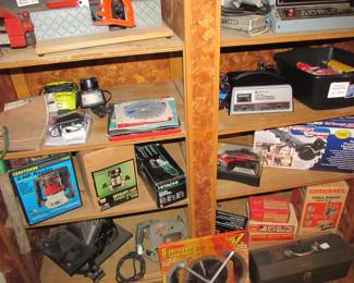 GARAGE - Incredible hand tools, power tools, yard tools, toolboxes, bulbs, golf clubs, garden items, jars of nails and screws, and more! Shop Vac, Routers, Car Charger, Drill Press, Recip Saw, Sower Saw, Dremel, Blower, Lawn Mower, and more!