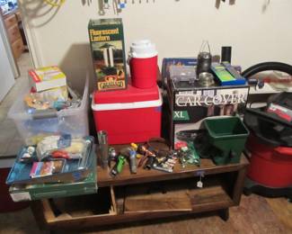 GARAGE - Incredible hand tools, power tools, yard tools, toolboxes, bulbs, golf clubs, garden items, jars of nails and screws, and more! Shop Vac, Routers, Car Charger, Drill Press, Recip Saw, Sower Saw, Dremel, Blower, Lawn Mower, and more!