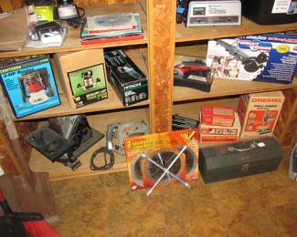 GARAGE - Incredible hand tools, power tools, yard tools, toolboxes, bulbs, golf clubs, garden items, jars of nails and screws, and more! Shop Vac, Routers, Car Charger, Drill Press, Recip Saw, Sower Saw, Dremel, Blower, Lawn Mower, and more!