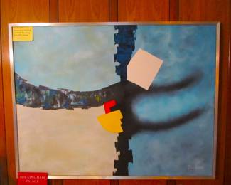 Vintage framed original abstract art by artist: BACHMAN