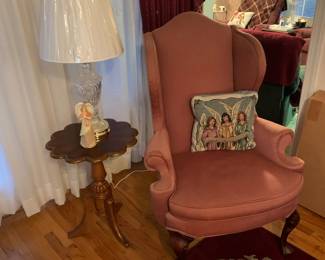 Upholstered wing-back chair (1 of 2)