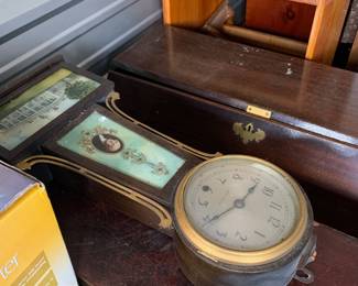 Storage unit items to sort through; George Washington anniversary clock