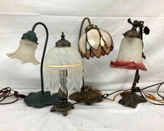 VARIOUS PARLOR LAMPS