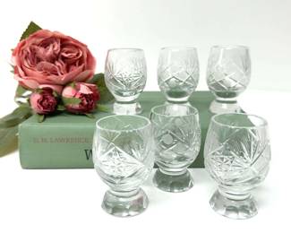 Set of 6 Vintage Cut Crystal Cordial Shot Glasses