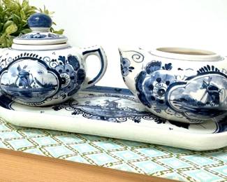 Blue White Delfts Sugar  Creamer Set