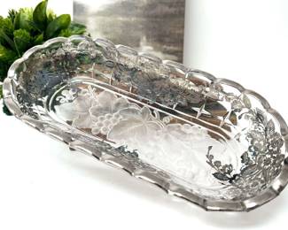 Vintage Scalloped Glass Dish with Sterling Silver Detail