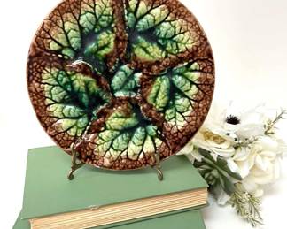 Antique Majolica Begonia Leaf Plate