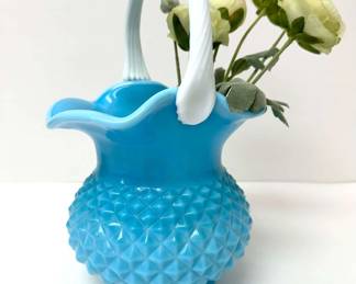 Vintage Glass Flower Basket Vase