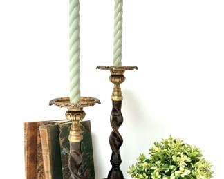 Pair of Elegant Twisted Metal Candlesticks