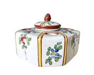 Antique French Henri Delcourt Hand Painted Inkwell