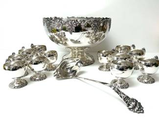 Webster Wilcox Silver Plated Punch Bowl Set