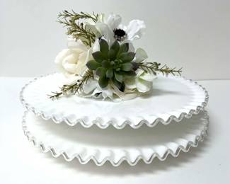 Pair of Vintage 12 Milk Glass Cake Stands