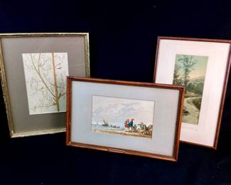 MACH963 Antique Vintage Signed Artwork Antique hand colored photo signed by Wallace Nutting (1915-1925), "Plymouth Curves" Massachusetts. &nbsp;
