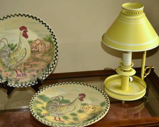 Chicken Plates and Cute Yellow Country lamp