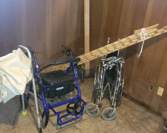 Wheel chair, walker,  quilt rack 