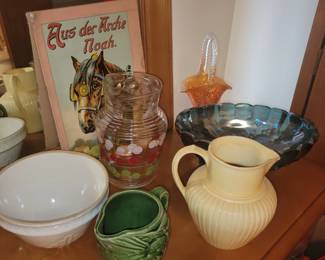 Red wing, carnival glass, other pottery 