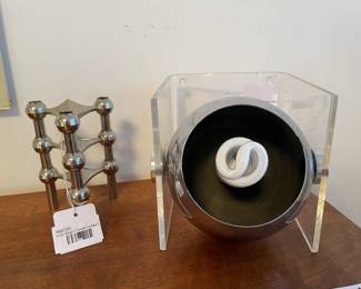 Plexi Box Chrome Lamp, Fritz Nagel Candle Holders 