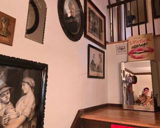 Antique pictures and frames