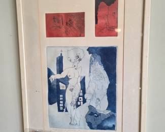 1 of a kind vintage art with letter from the artist explains the work, wow!