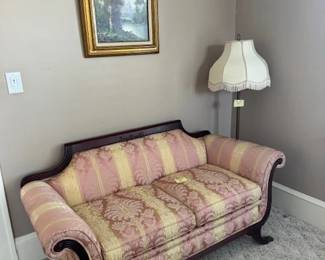 Vintage Duncan Phyfe Style Upholstered Love Seat