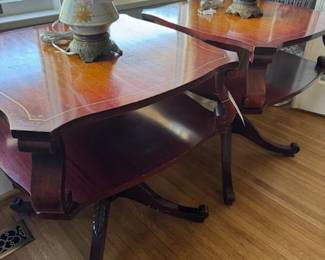 Large End tables and set of vintage lamps